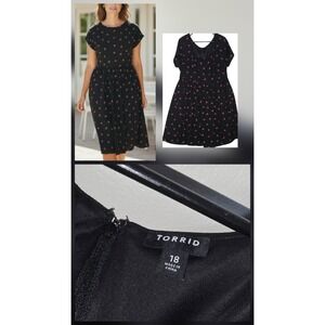 Torrid Black Cute Foxy Hi-Low Punk Skater Dress Plus Size 18 Short Sleeve